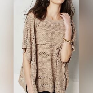 J. Jill Cotton blend Pancho Sweater Tan Size